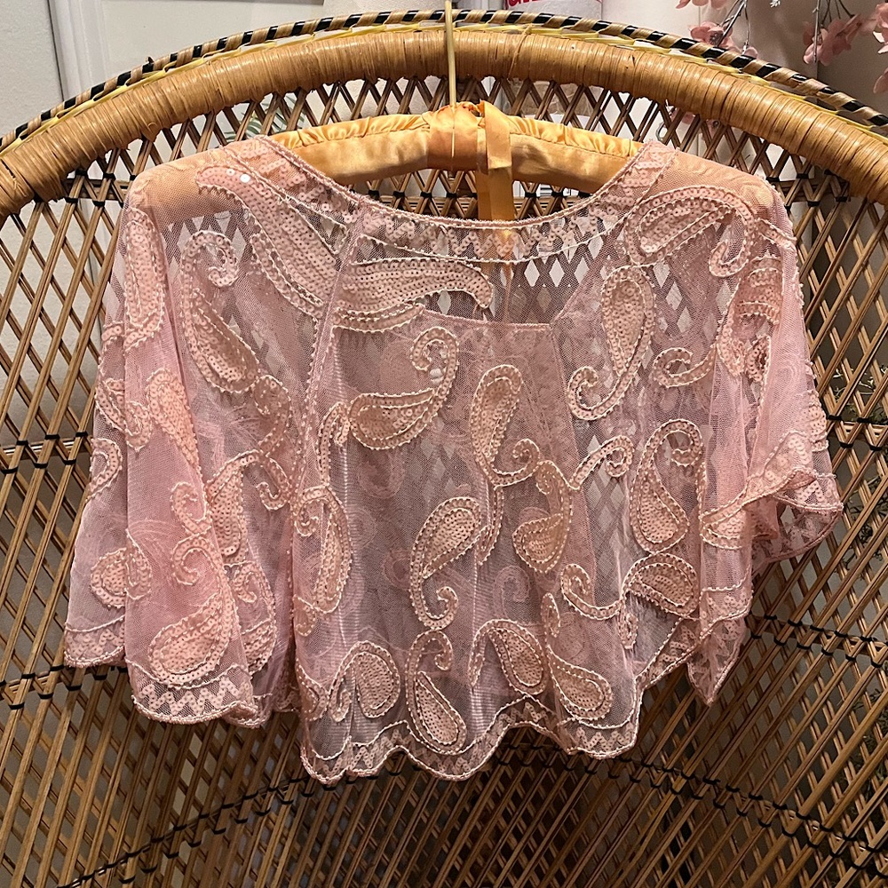 Pink pearl and glitters cape